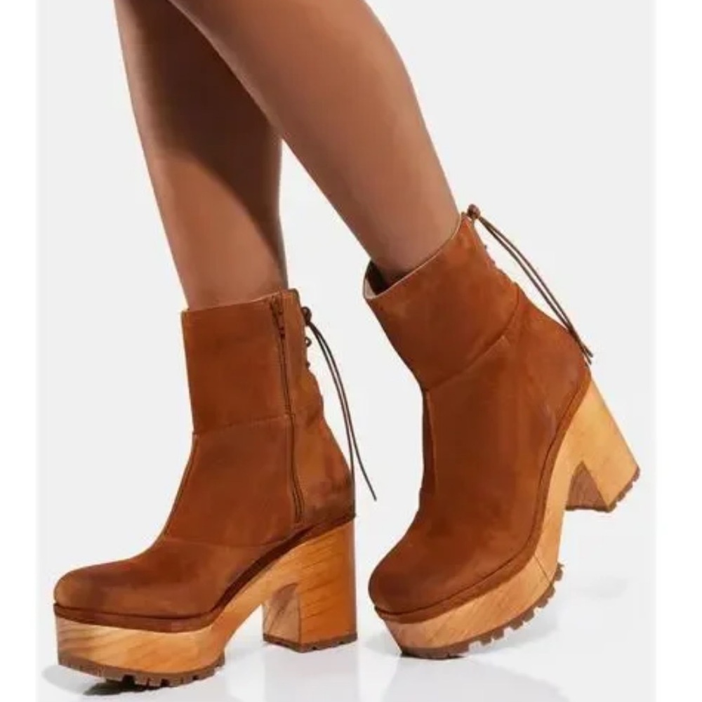 Free People Kenna Clog Heeled Boots Tan Suede size 40 (US 9.5-10)